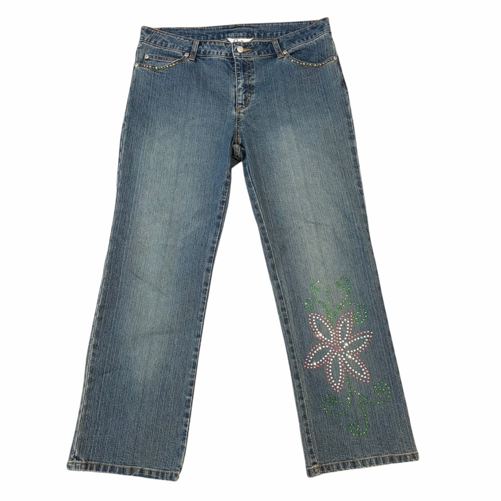 Y2K Lilly Pulitzer Vintage Jeans Rhinestones Flower Straight Leg 8
